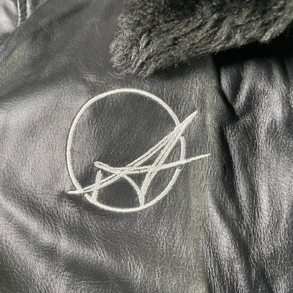 Affluent Apparel Brand Leather Bomber Motorcycle‎ Jacket Faux Fur Collar Mens M